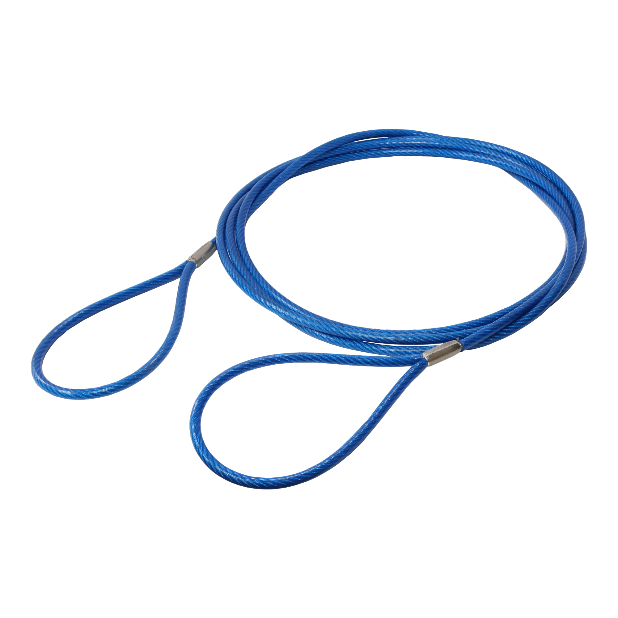 JIS被覆玉掛ワイヤ クランプ止両アイ 青透明 6-8×4m