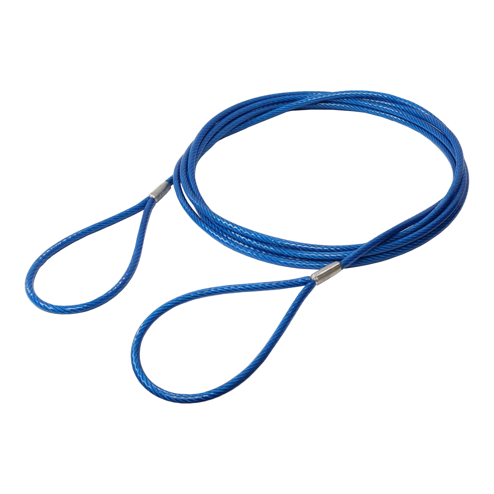 JIS被覆玉掛ワイヤ クランプ止両アイ 青透明 6-8×5m