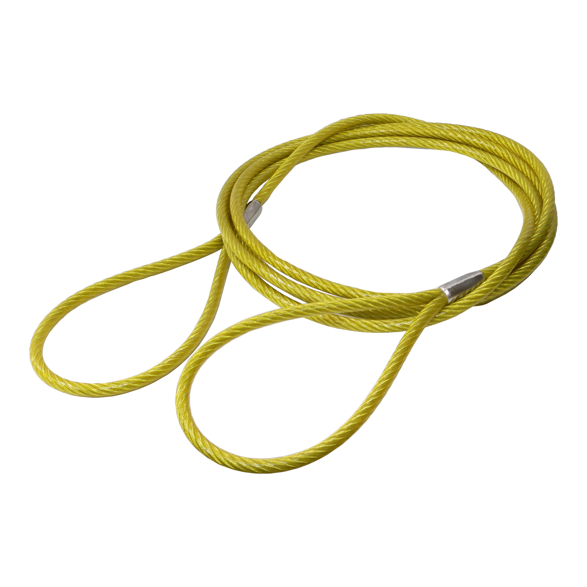 JIS被覆玉掛ワイヤ クランプ止両アイ 黄透明 9-11×5m