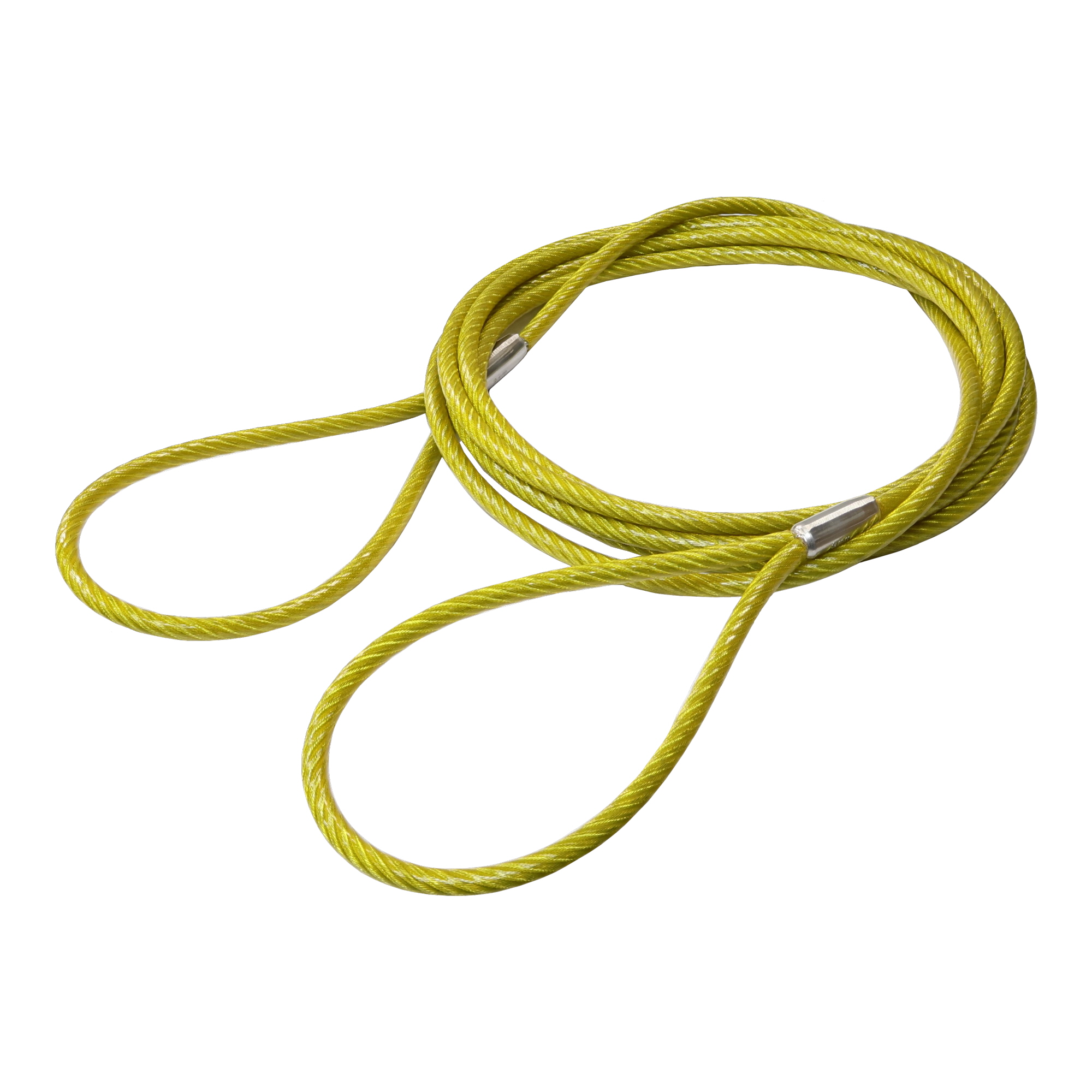 JIS被覆玉掛ワイヤ クランプ止両アイ 黄透明 9-11×6m