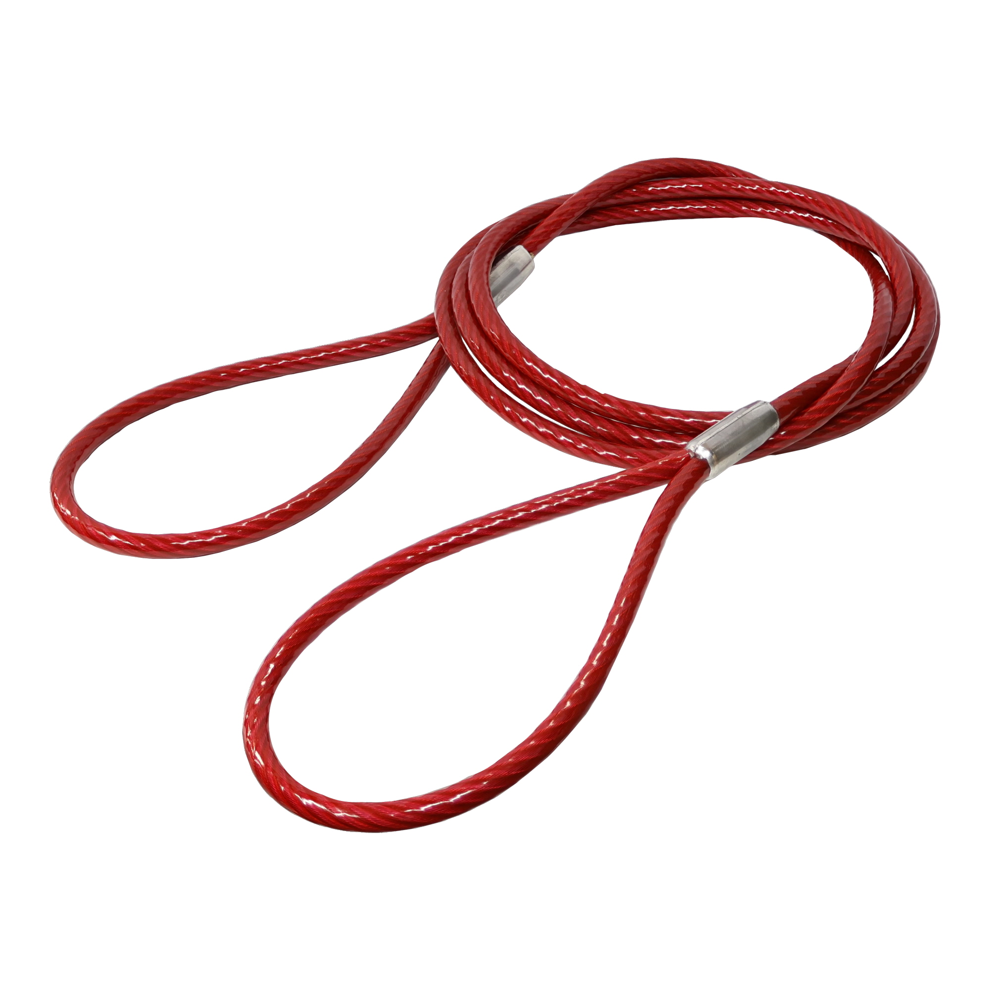 JIS被覆玉掛ワイヤ クランプ止両アイ 赤透明 12-14×4m