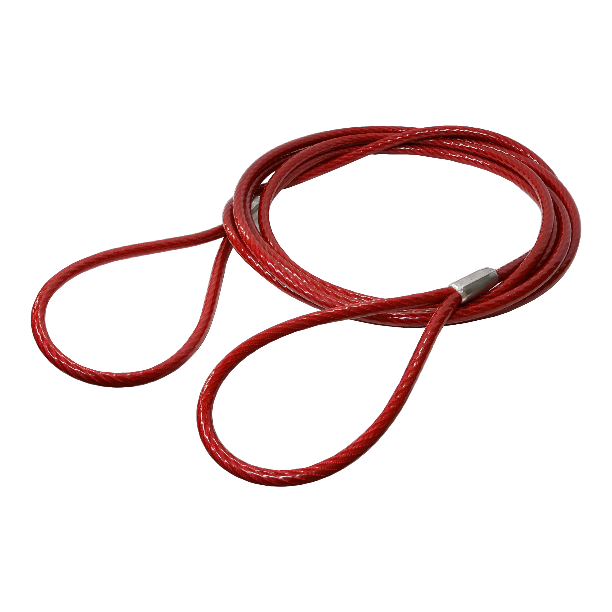 JIS被覆玉掛ワイヤ クランプ止両アイ 赤透明 12-14×6m